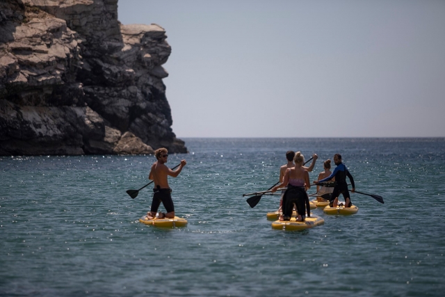  An Bord des Paddle-Surfbretts 