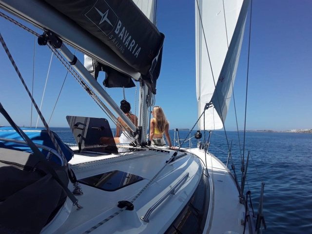  Enjoying the facilities of our small sailboat