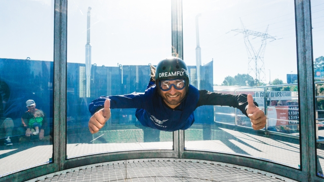  Man inside the wind tunnel 