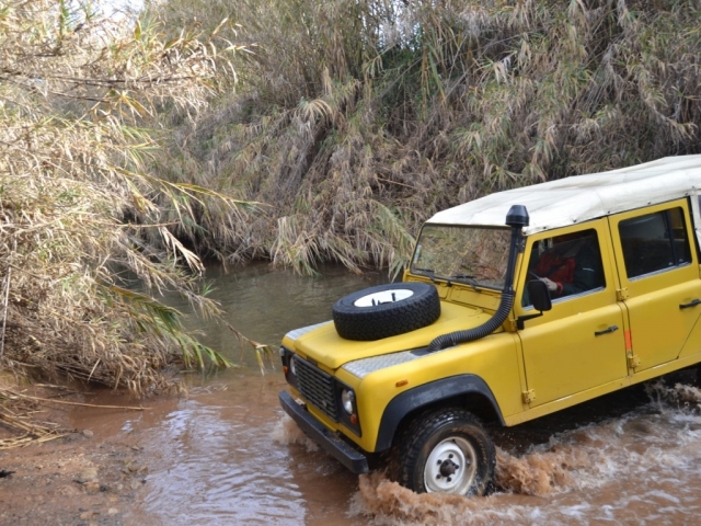  Passing the river in the Jeep 