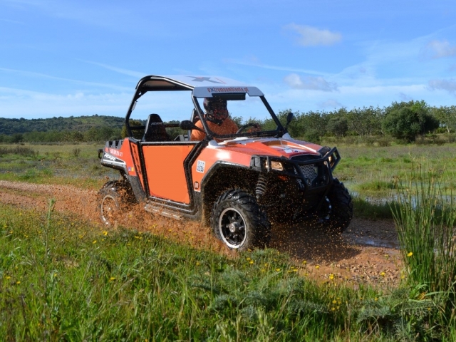  At full speed with the buggy on dirt roads 
