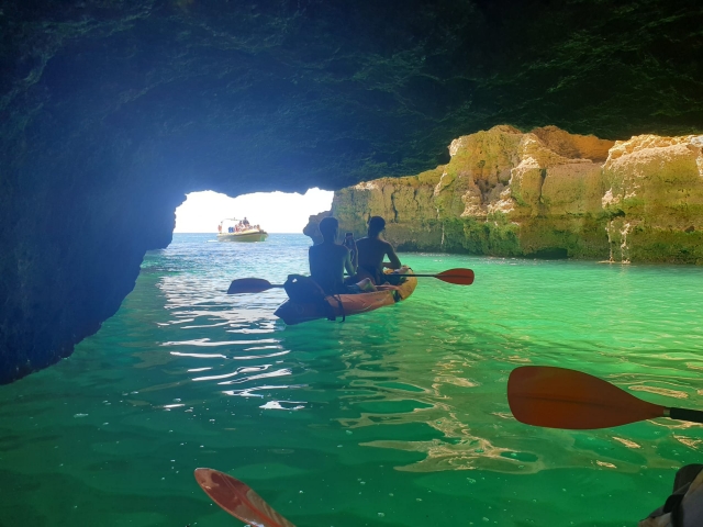  inside the cave in kayak 