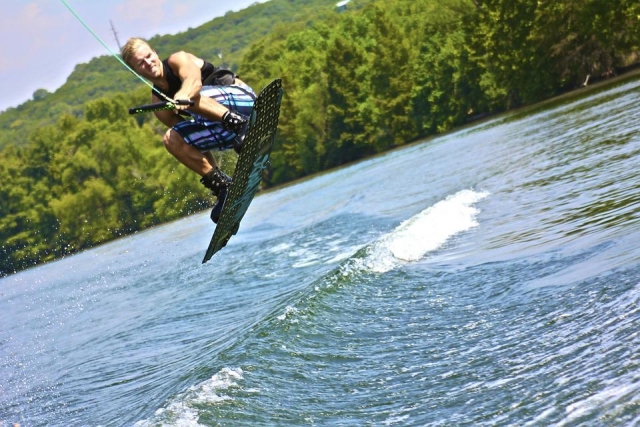  Jumping with the wakeboard board 