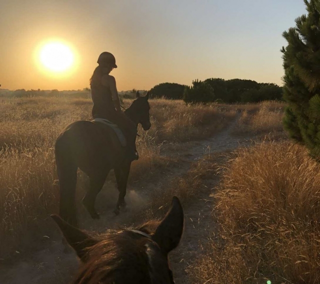 C'est incroyable de regarder le soleil se coucher pendant que nous chevauchons avec nos chevaux 