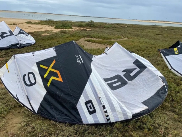 Kitesurfing equipment prepared on the beach 