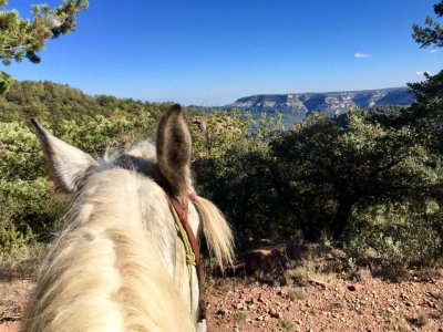 Montar a caballo Pla de Manlleu con comida típica