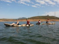 On the canoes