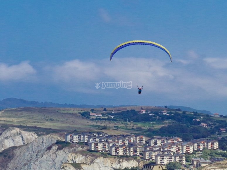 Paragliding flight over villages