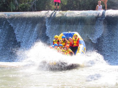 Rafting children with food and drink Segura River