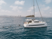 Dinner on board of a catamaran boat