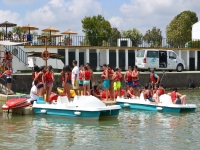 Riding the pedal boats 