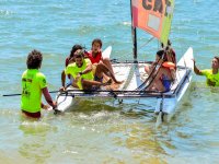  Sailing in a catamaran by the sea 