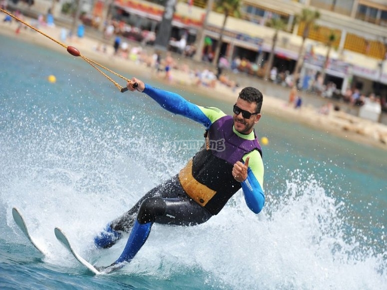  Enjoying cable skiing in Benidorm 